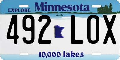 MN license plate 492LOX