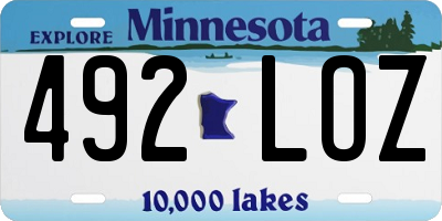 MN license plate 492LOZ