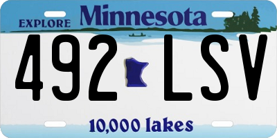 MN license plate 492LSV