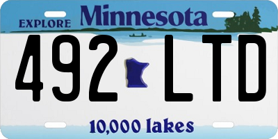 MN license plate 492LTD