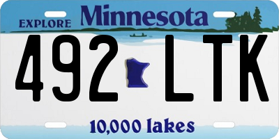 MN license plate 492LTK
