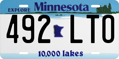 MN license plate 492LTO