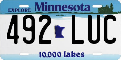 MN license plate 492LUC