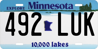 MN license plate 492LUK