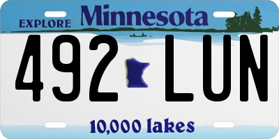 MN license plate 492LUN