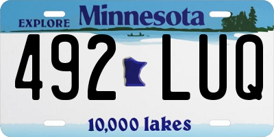 MN license plate 492LUQ