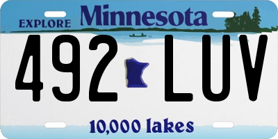 MN license plate 492LUV