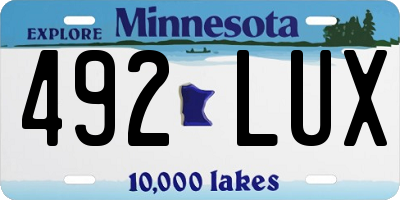 MN license plate 492LUX