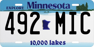 MN license plate 492MIC