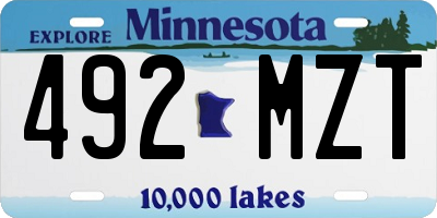 MN license plate 492MZT