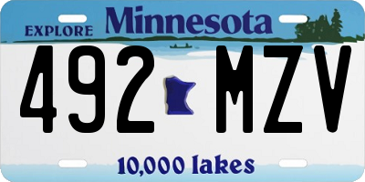 MN license plate 492MZV