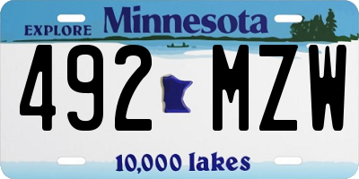 MN license plate 492MZW