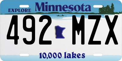 MN license plate 492MZX