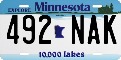 MN license plate 492NAK