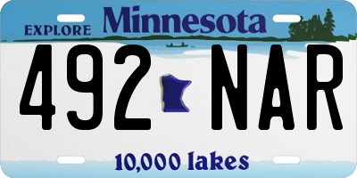 MN license plate 492NAR