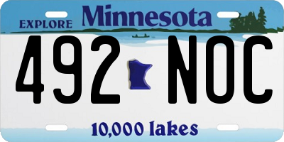 MN license plate 492NOC