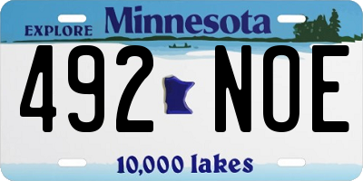 MN license plate 492NOE