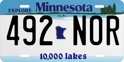 MN license plate 492NOR