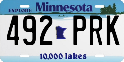MN license plate 492PRK