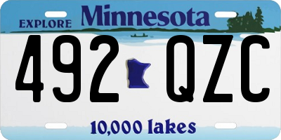 MN license plate 492QZC