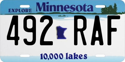 MN license plate 492RAF