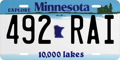 MN license plate 492RAI