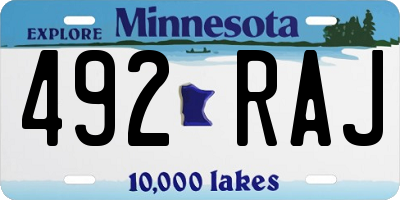 MN license plate 492RAJ