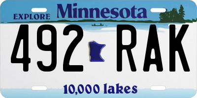 MN license plate 492RAK