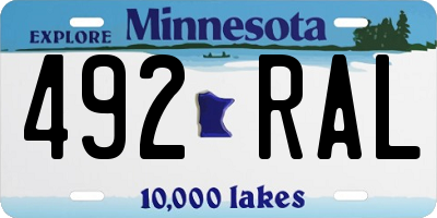 MN license plate 492RAL