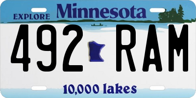 MN license plate 492RAM