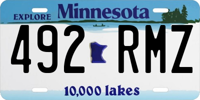 MN license plate 492RMZ