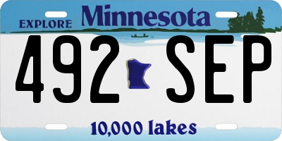 MN license plate 492SEP