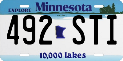 MN license plate 492STI