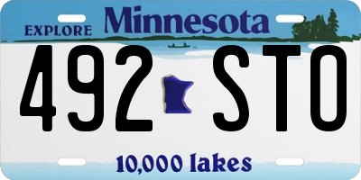MN license plate 492STO