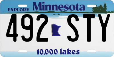 MN license plate 492STY