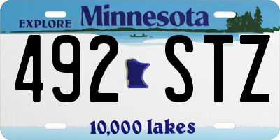 MN license plate 492STZ