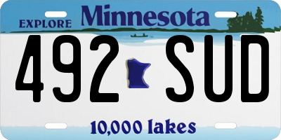 MN license plate 492SUD