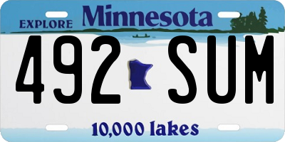 MN license plate 492SUM