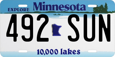 MN license plate 492SUN
