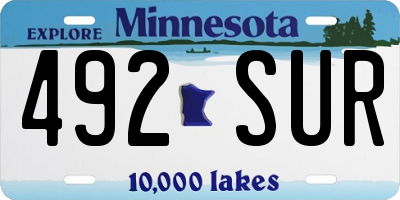 MN license plate 492SUR