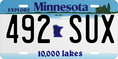 MN license plate 492SUX