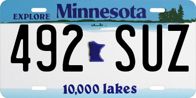 MN license plate 492SUZ