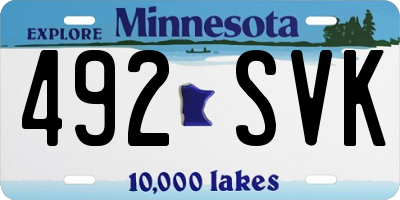 MN license plate 492SVK