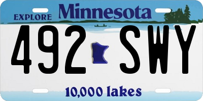MN license plate 492SWY