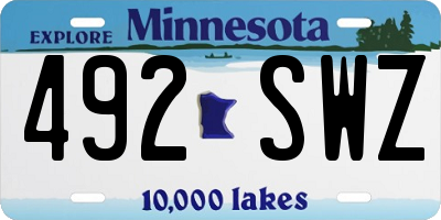 MN license plate 492SWZ