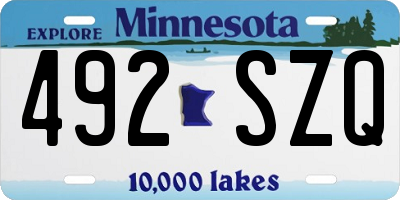 MN license plate 492SZQ