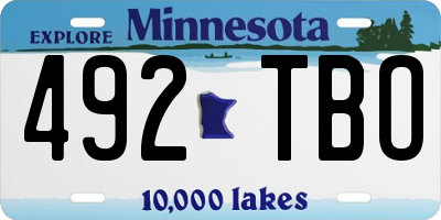 MN license plate 492TBO
