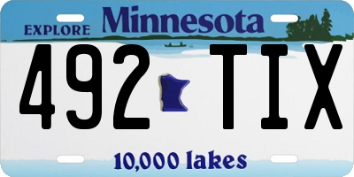 MN license plate 492TIX