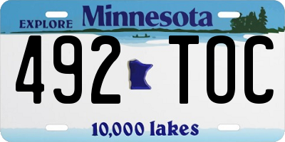 MN license plate 492TOC