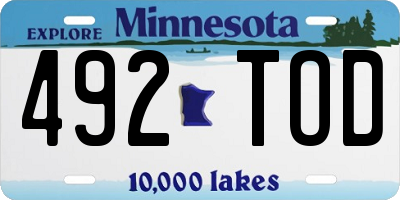 MN license plate 492TOD